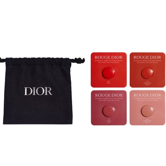 DIOR Rouge Dior Lipstick (4 single-use shades) with a Black Small Drawing Bag - Picture 7 of 9